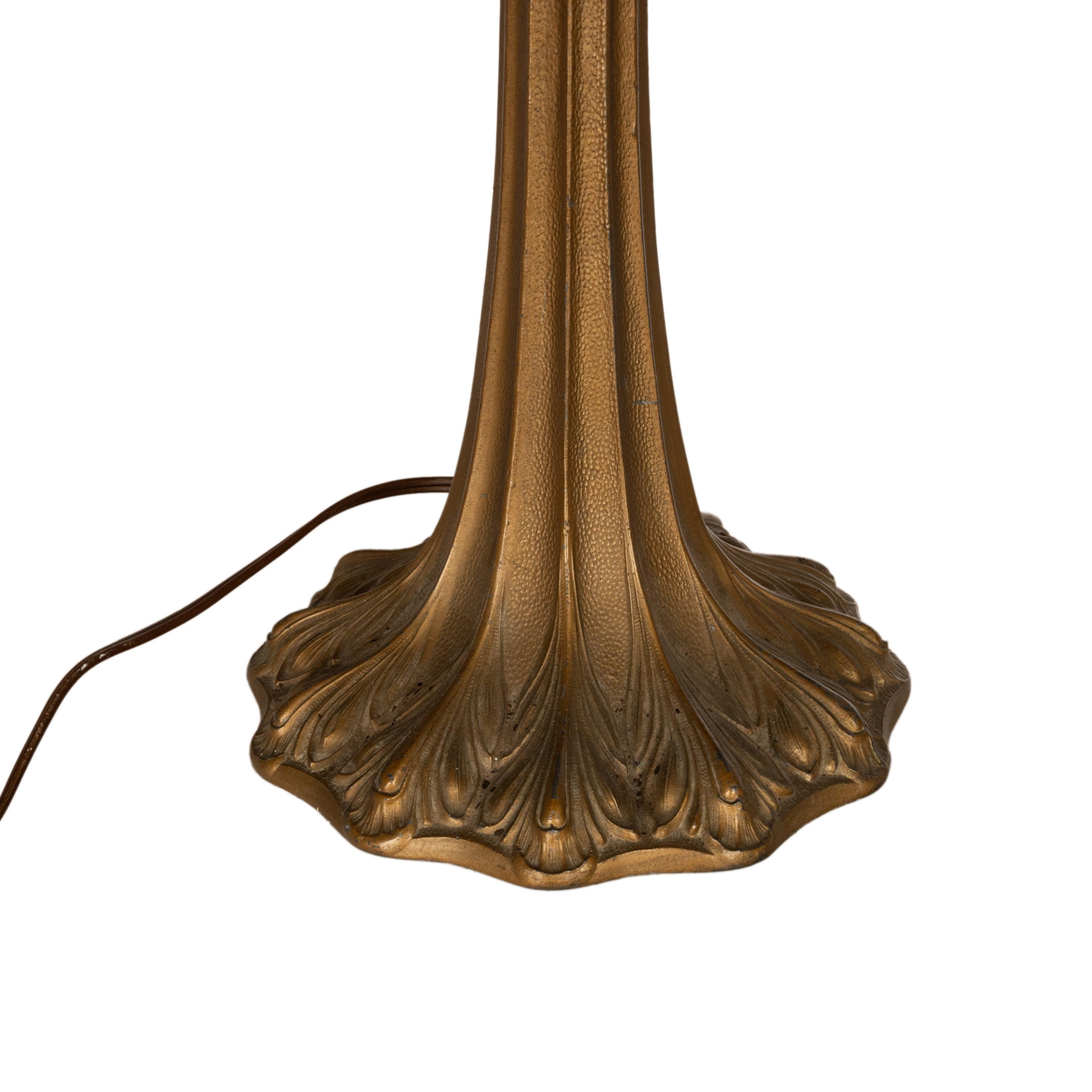 Antique American Pittsburgh Reverse Painted Glass Bronze Table Lamp Signed 1920 10