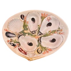 Antique American Porcelain Oyster Plate Signed Union Porcelain Works, circa 1880