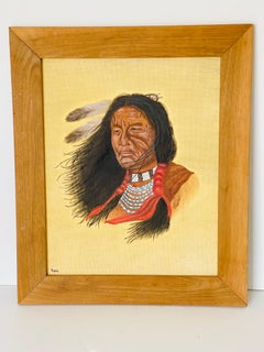 Antique  American Portrait of Native American Chief