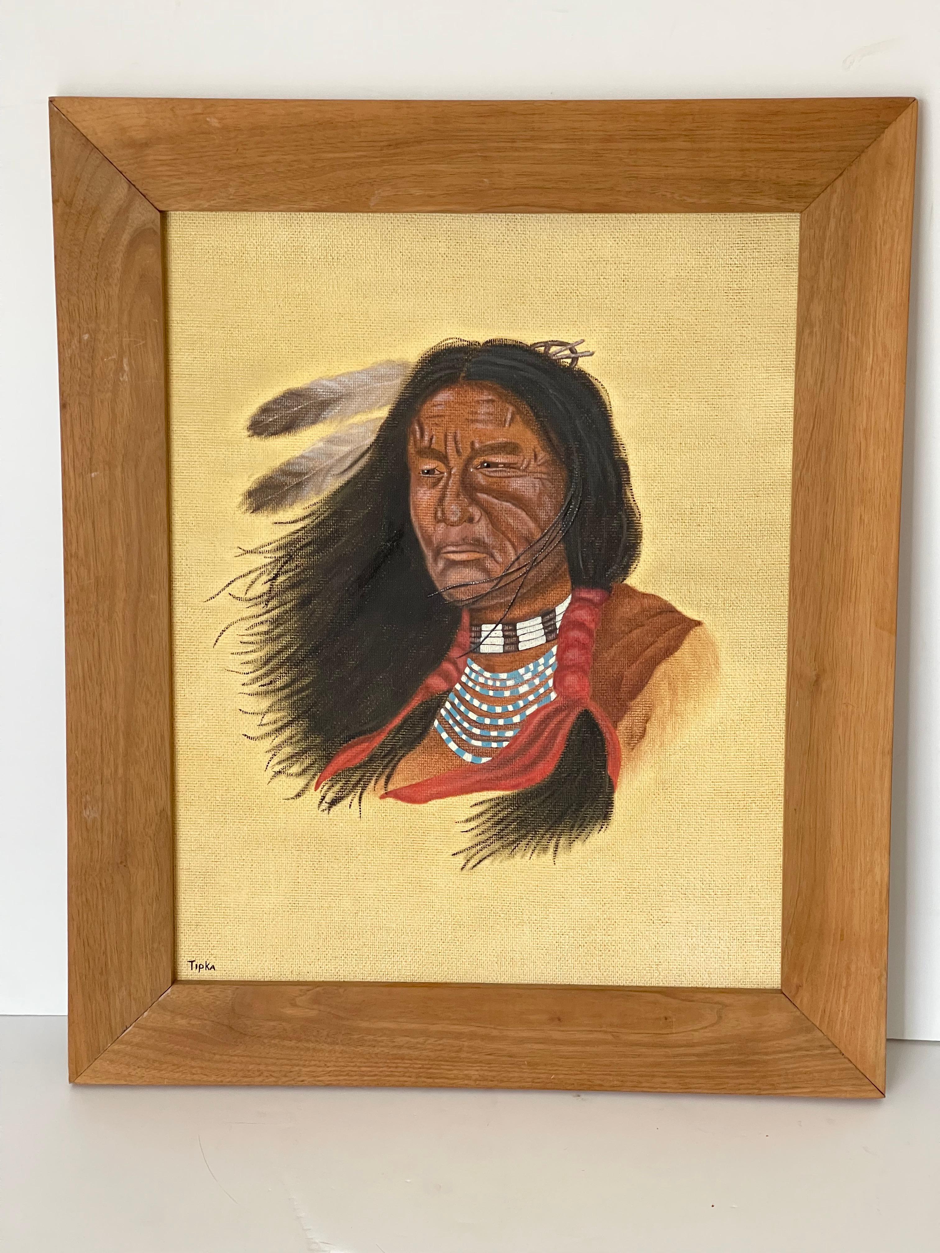 Antiguo  Retrato americano de un jefe nativo americano nativo estadounidense en venta