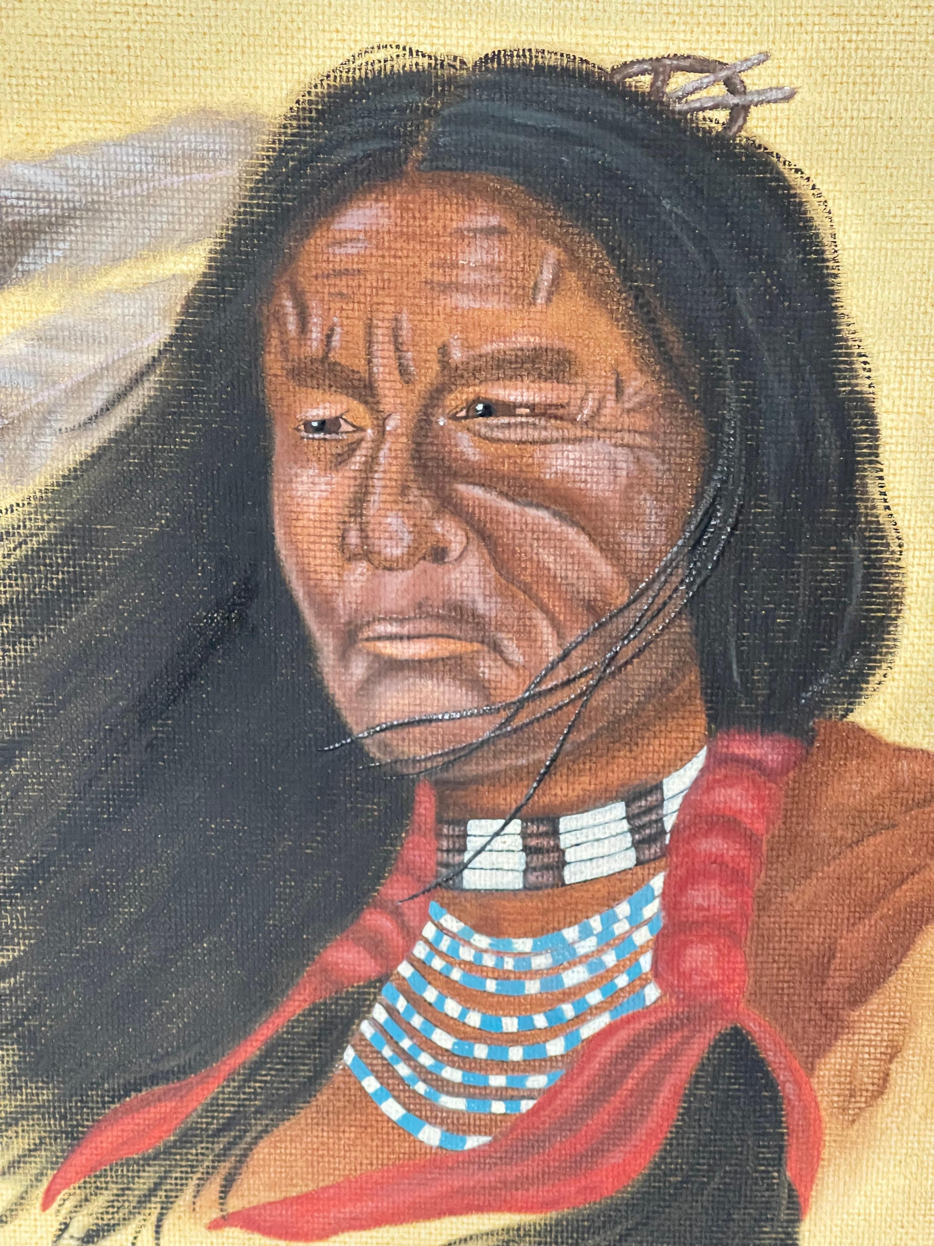 Antiguo  Retrato americano de un jefe nativo americano Estadounidense en venta