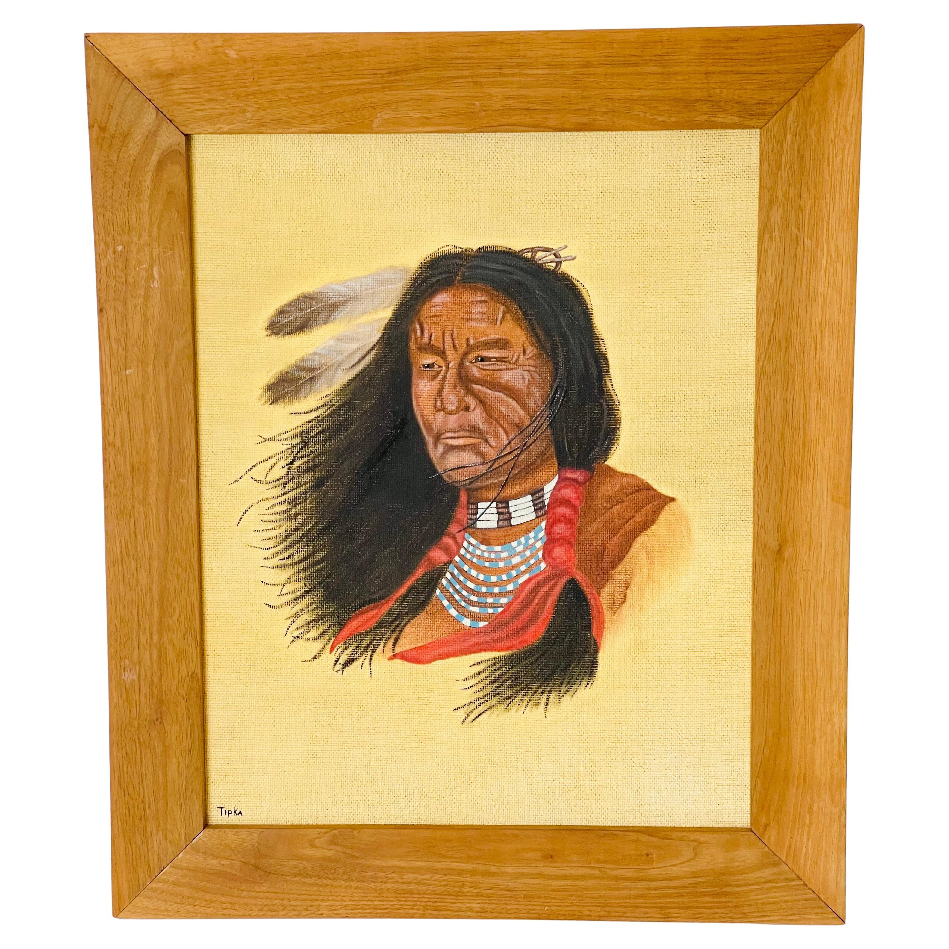 Antiguo  Retrato americano de un jefe nativo americano en venta