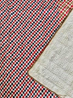 Antique American Postage Stamp Quilt, Late 19th Century Quilt, Tiny Patchwork