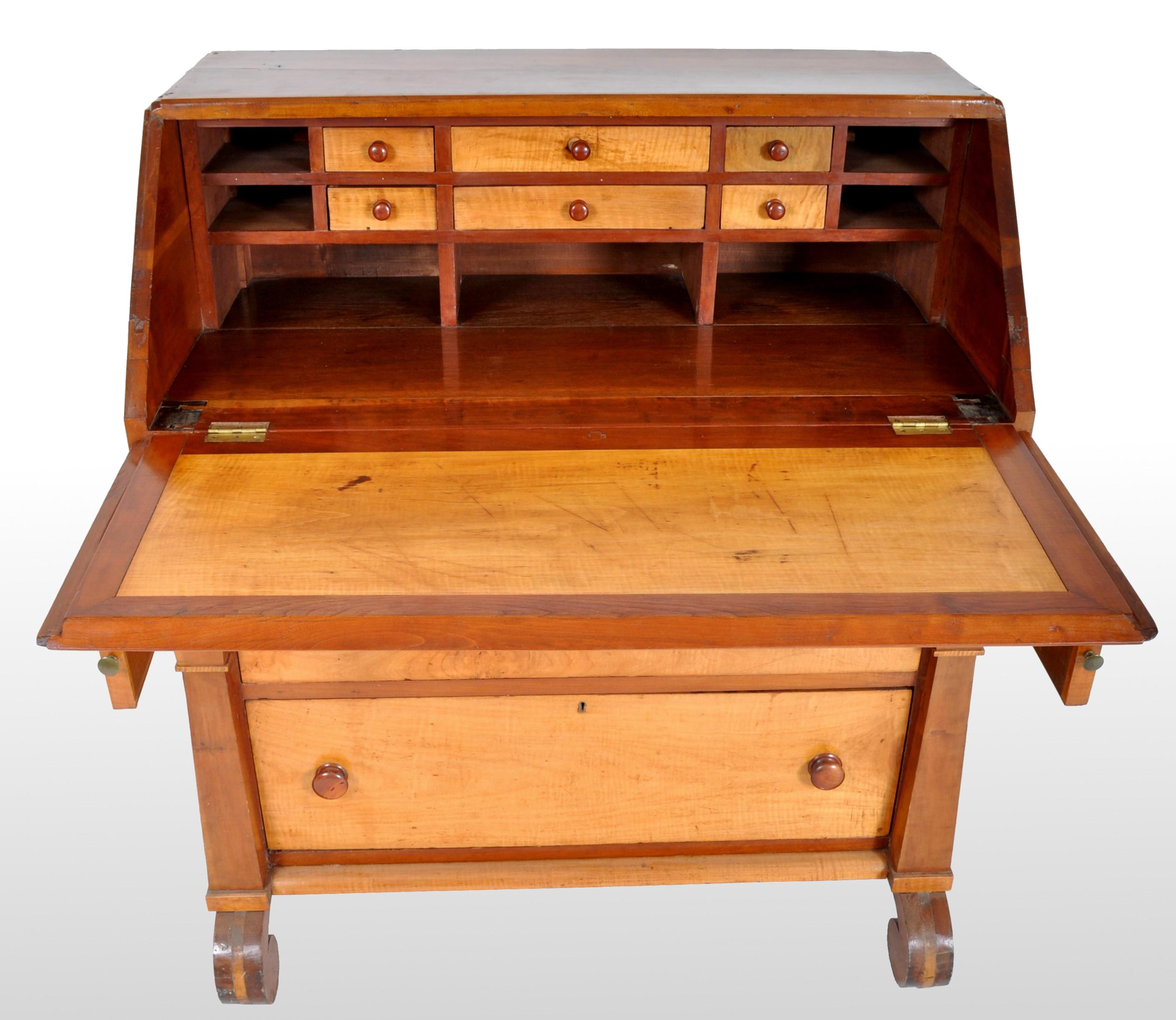 Mid-19th Century Antique American Pre-Civil War Empire Maple Bureau/Desk Pennsylvania, circa 1830