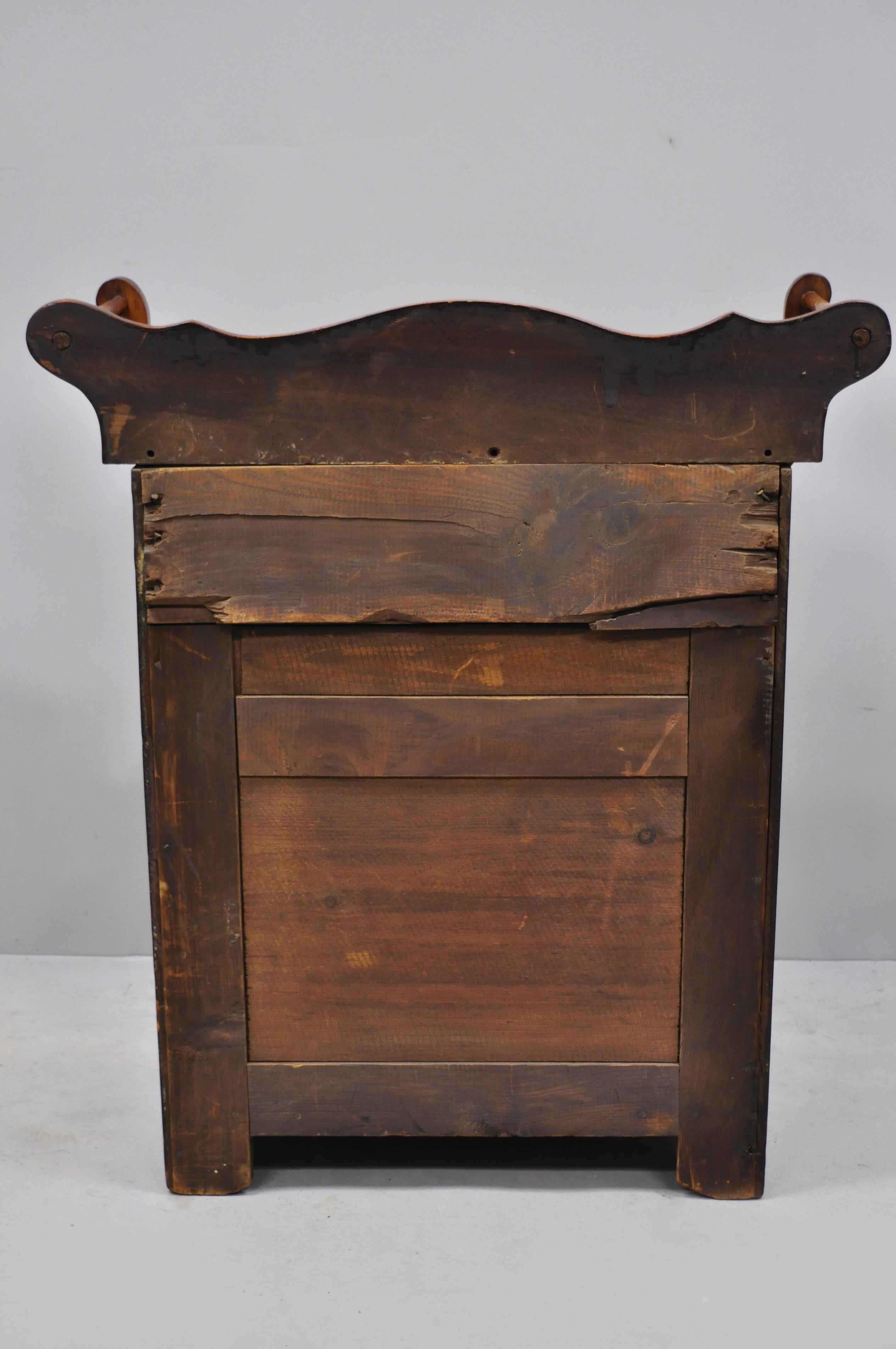 Antique American Primitive 19th Century Pinewood Washstand Cabinet End Table 5