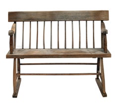 Antique American Primitive Armed Bench