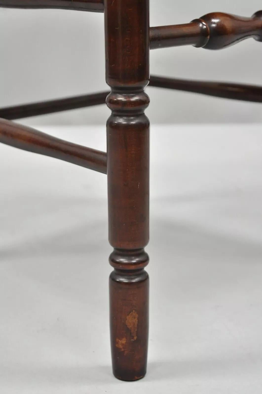 Antique American Primitive Cherry Wood Woven Rush Seat Ladder Back Side Chair 4