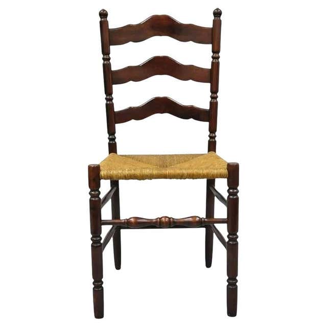 Small Rustic Chair Antique Small Ladder Back Green Primitive Rustic Chair with Deer Hide ...