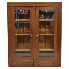 Antiguo Americano Primitivo Colonial Cerezo Madera 2 Puertas Conejera Armario Armario