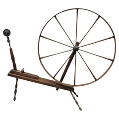 Antique American Primitive Colonial Wooden Country Spinning Wheel