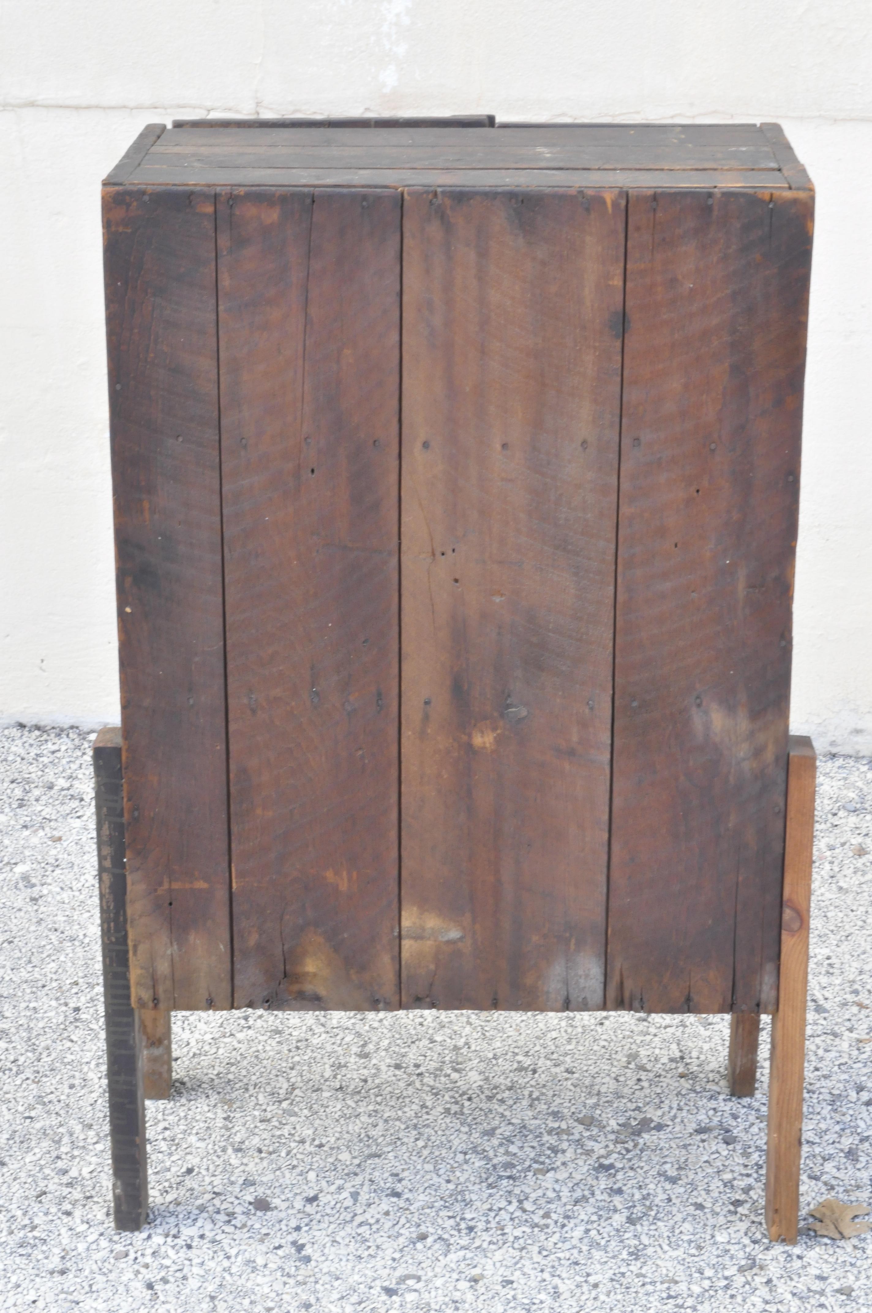 Antique American Primitive Distressed Wood 2-Door Storage Tool Cabinet Cupboard 6