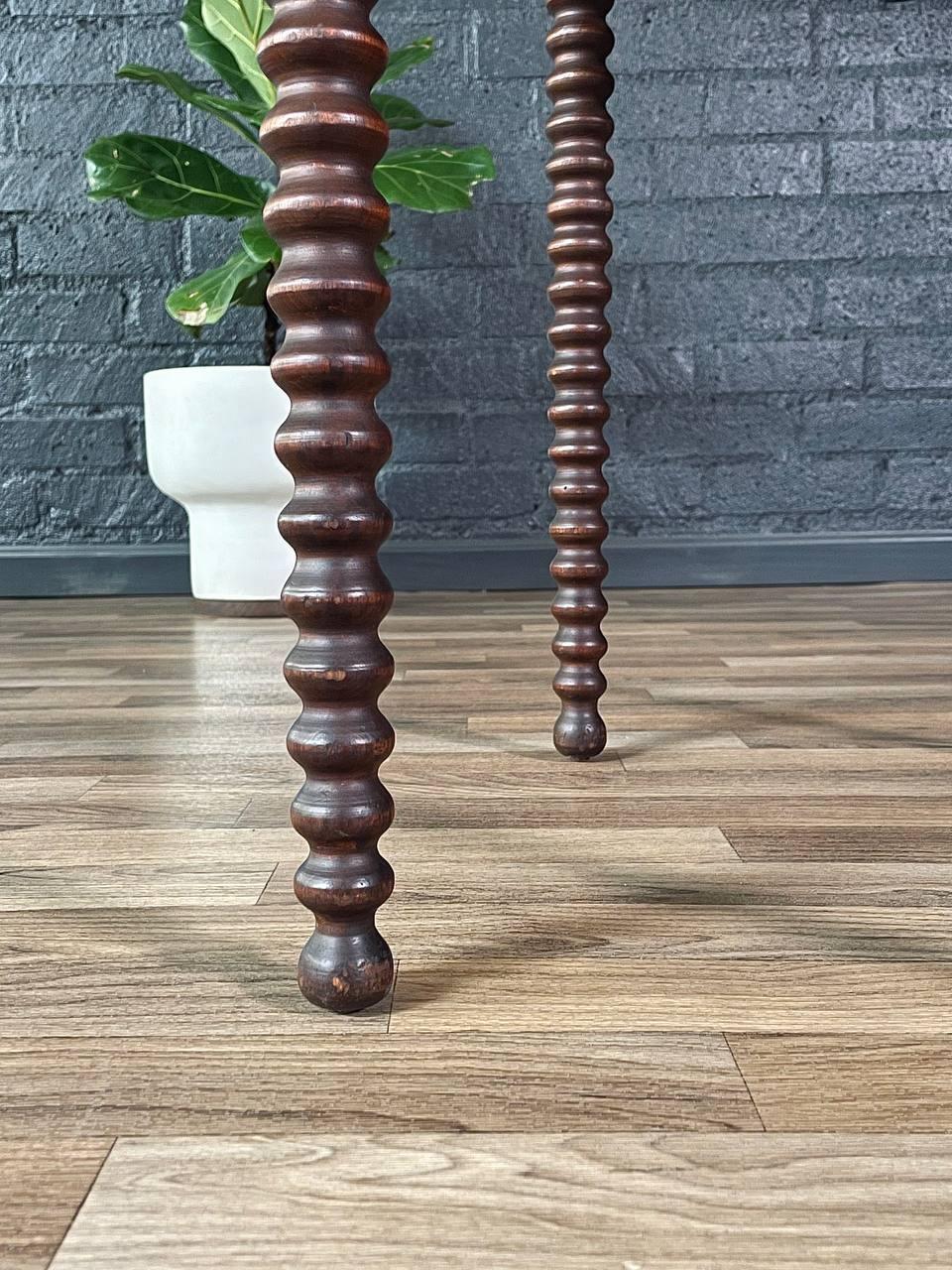Antique American Primitive Handcrafted Spool-Turned Leg Side Table 5