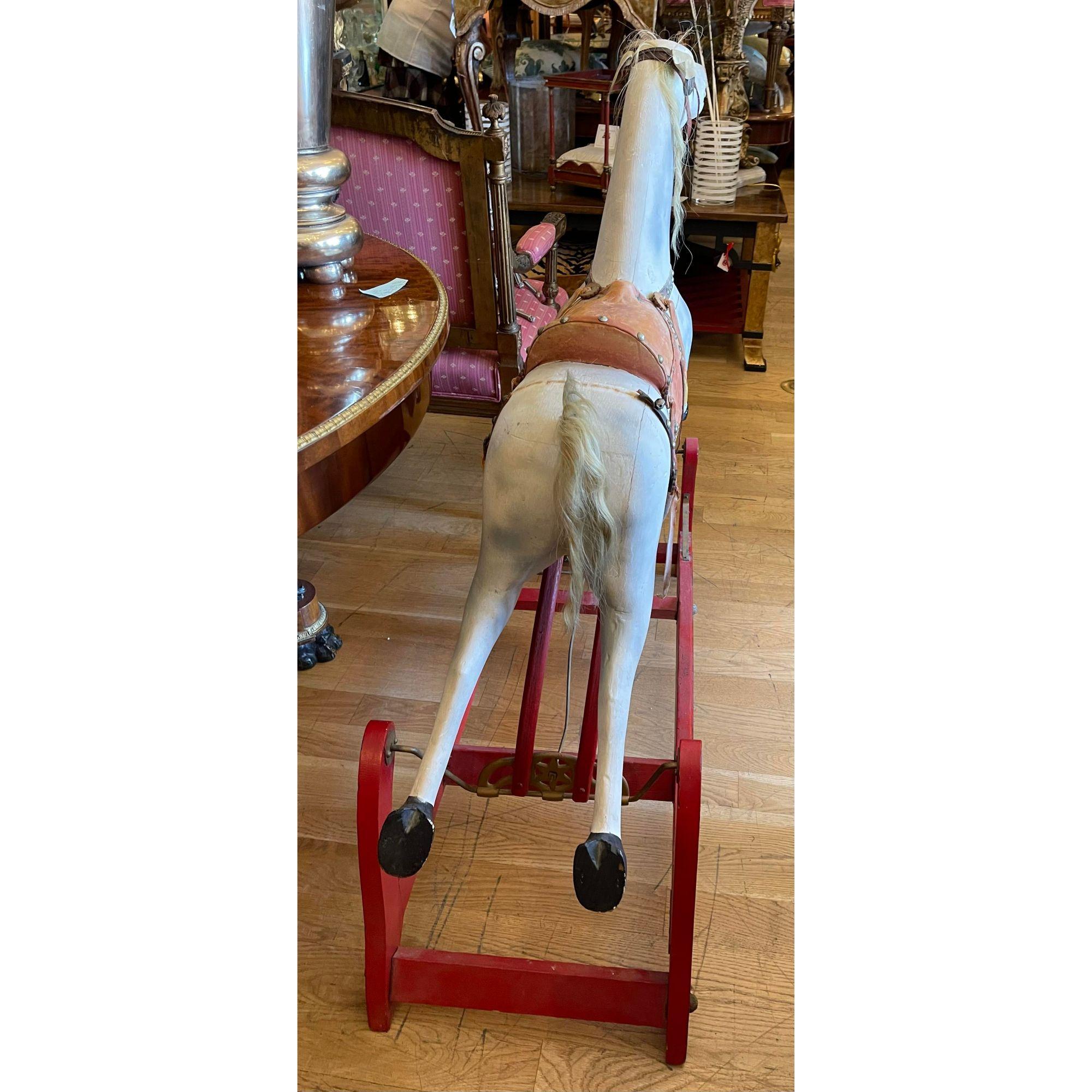 Folk Art Antique American Primitive Handmade Gliding Rocking Hobby Horse For Sale