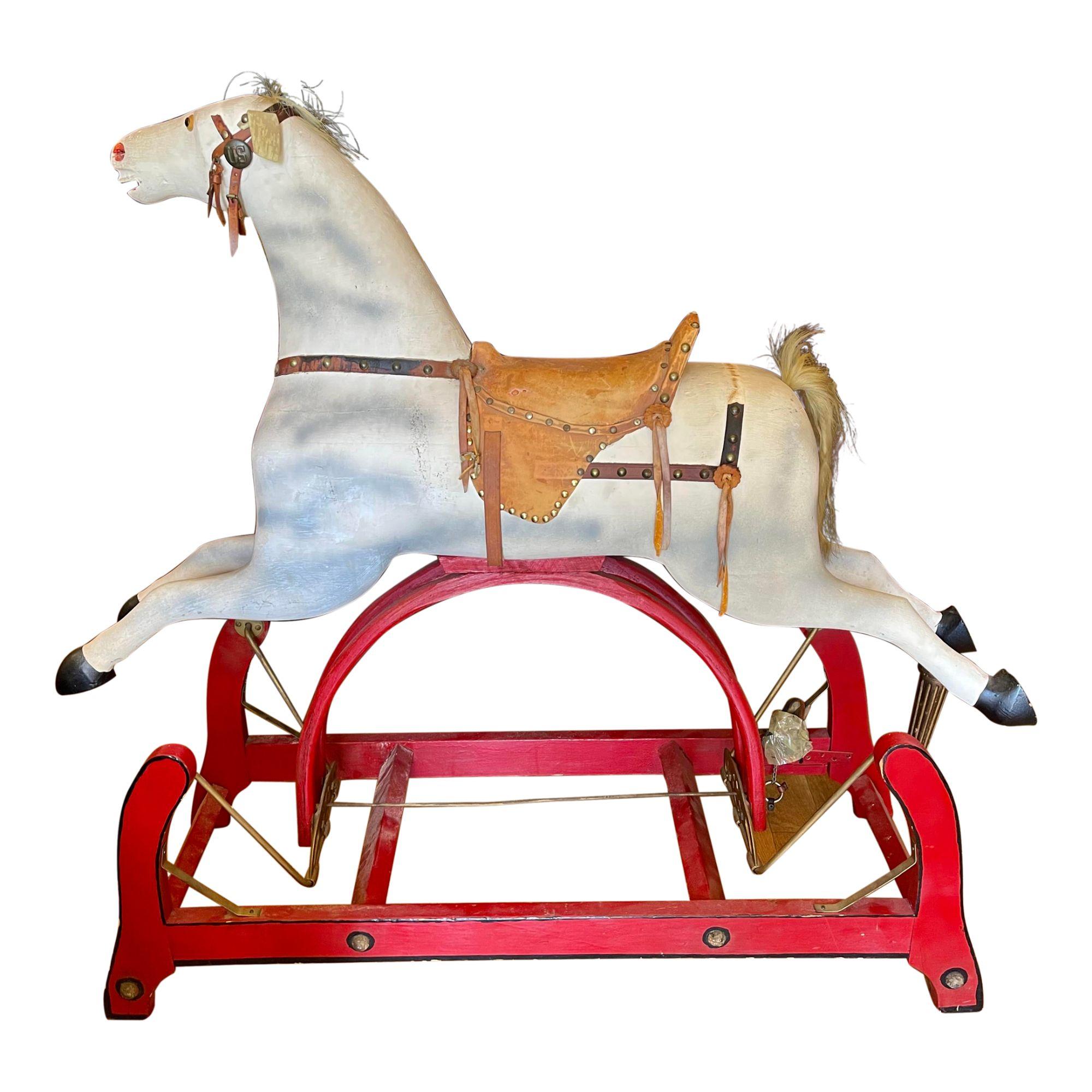 Antique American Primitive Handmade Gliding Rocking Hobby Horse For Sale