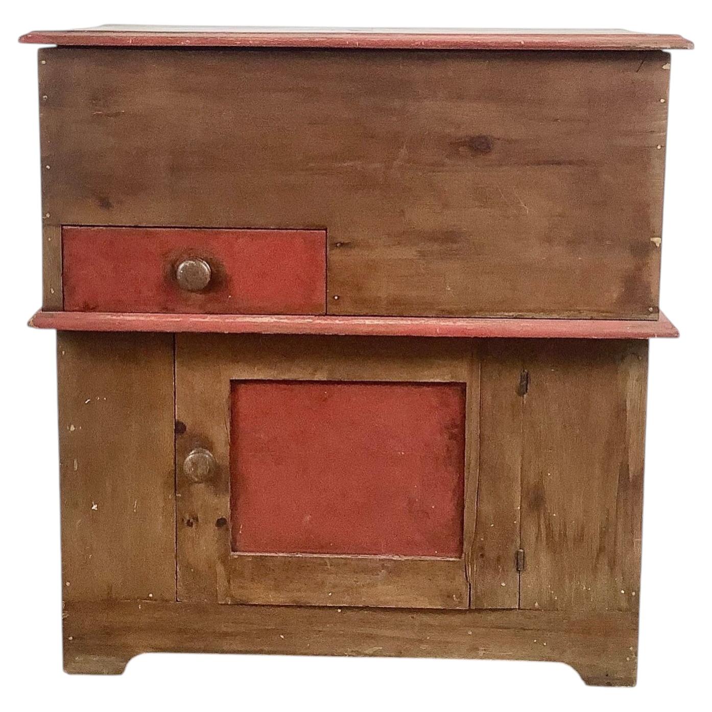 Antique American Primitive Painted Pine Cabinet, Early 20th Century