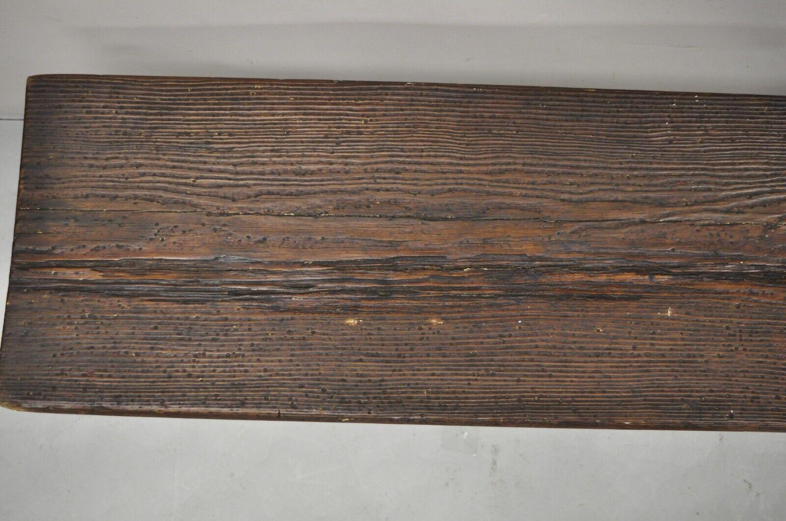 Antique American Primitive Rustic Pine Wood Plank Seat Entry Bench In Good Condition In Philadelphia, PA