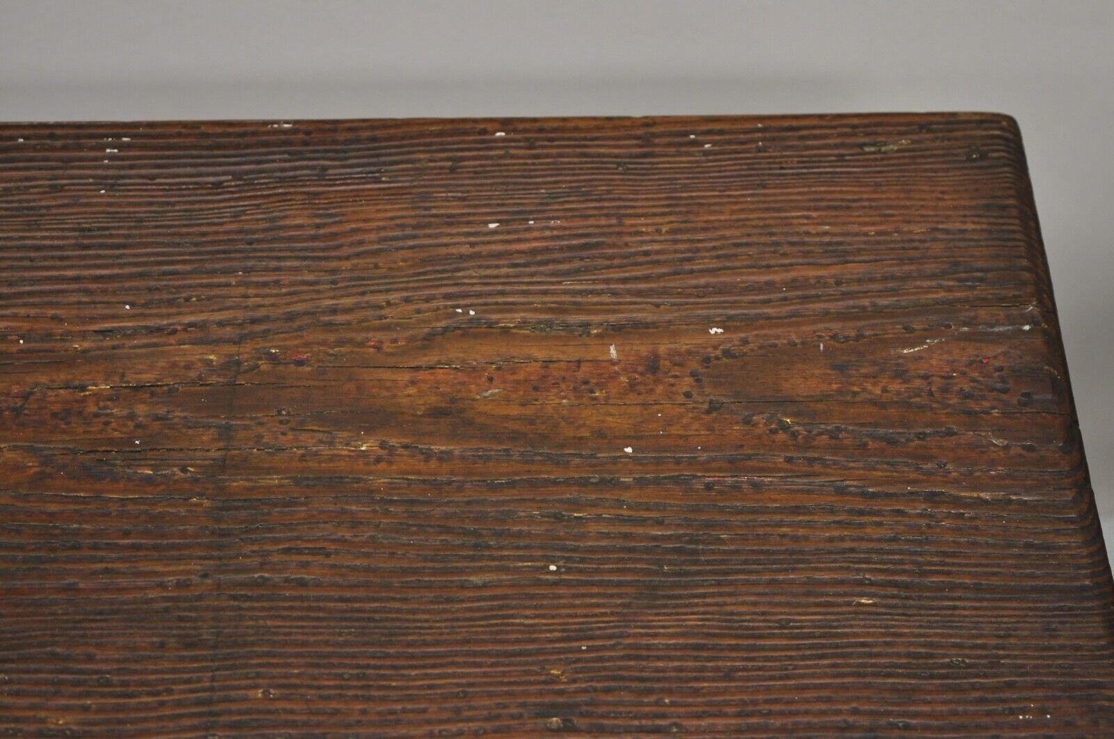 Antique American Primitive Rustic Pine Wood Plank Seat Entry Bench 1