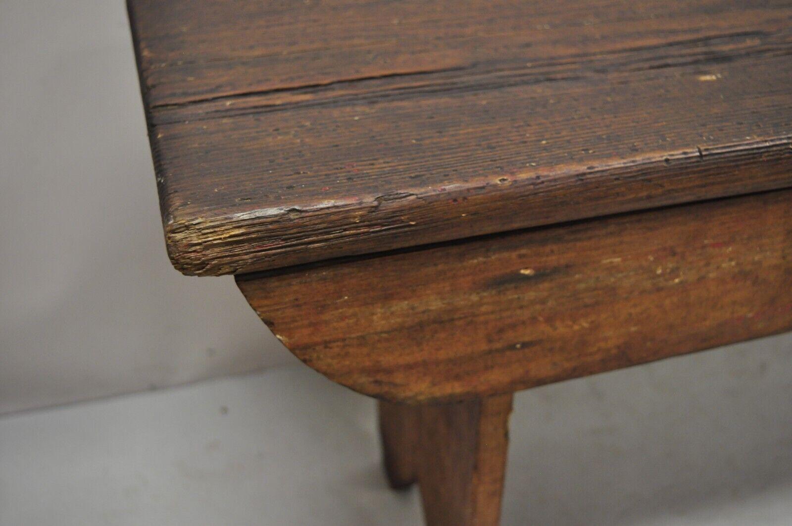 Antique American Primitive Rustic Pine Wood Plank Seat Entry Bench 2