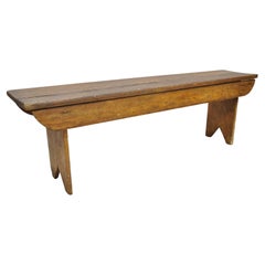 Antique American Primitive Rustic Pine Wood Plank Seat Entry Bench