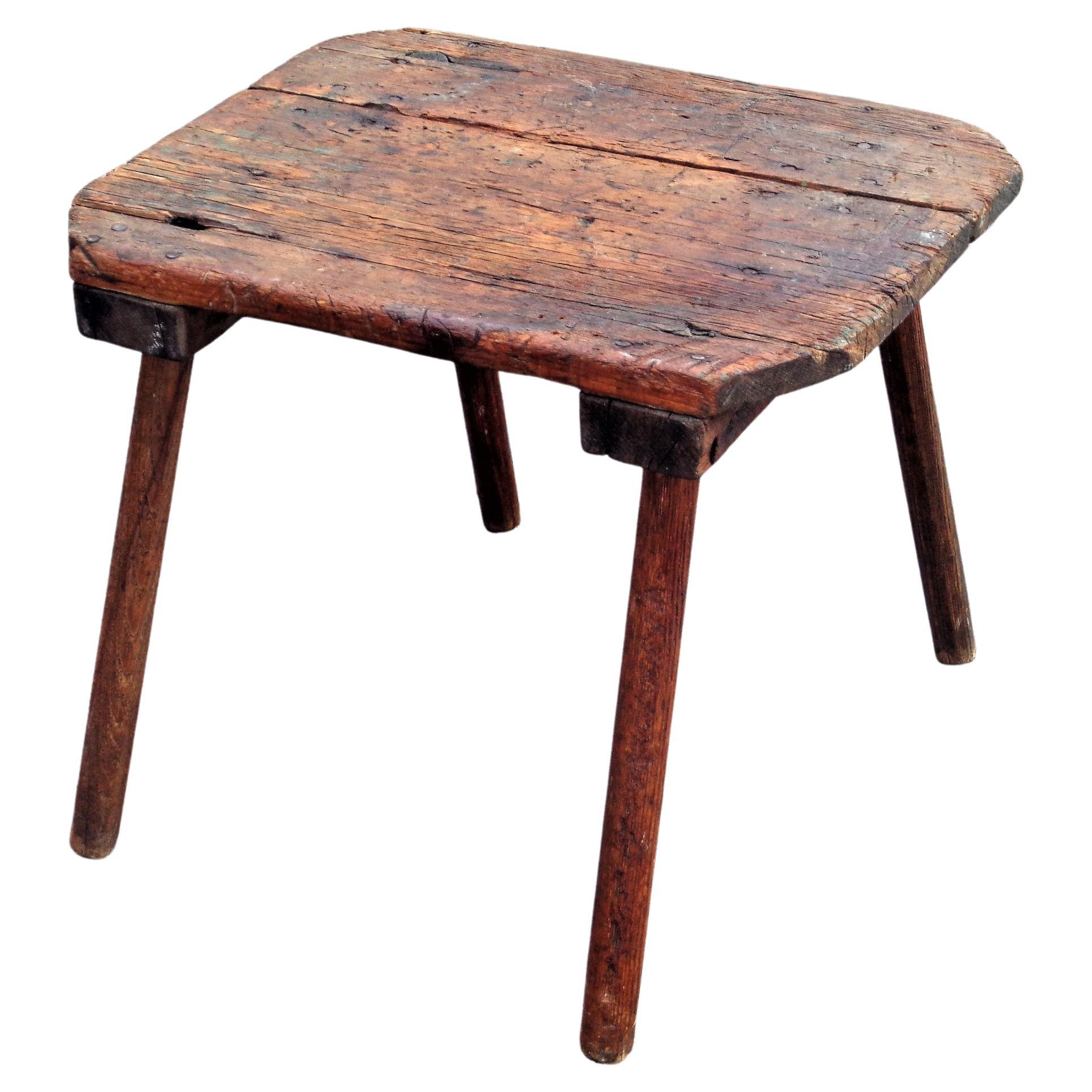 Antique American Primitive Table / Stool 2