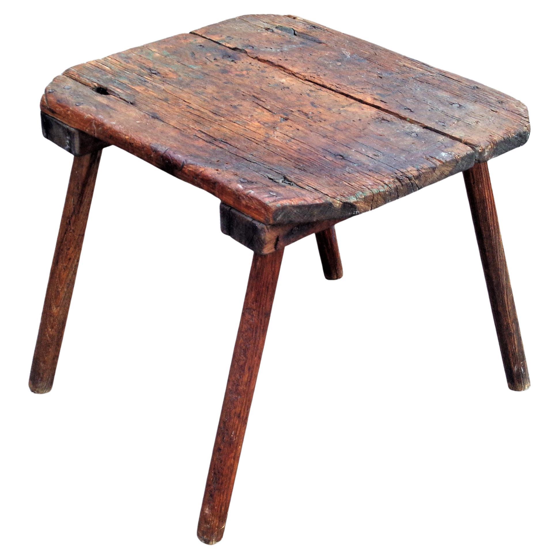 Antique American Primitive Table / Stool