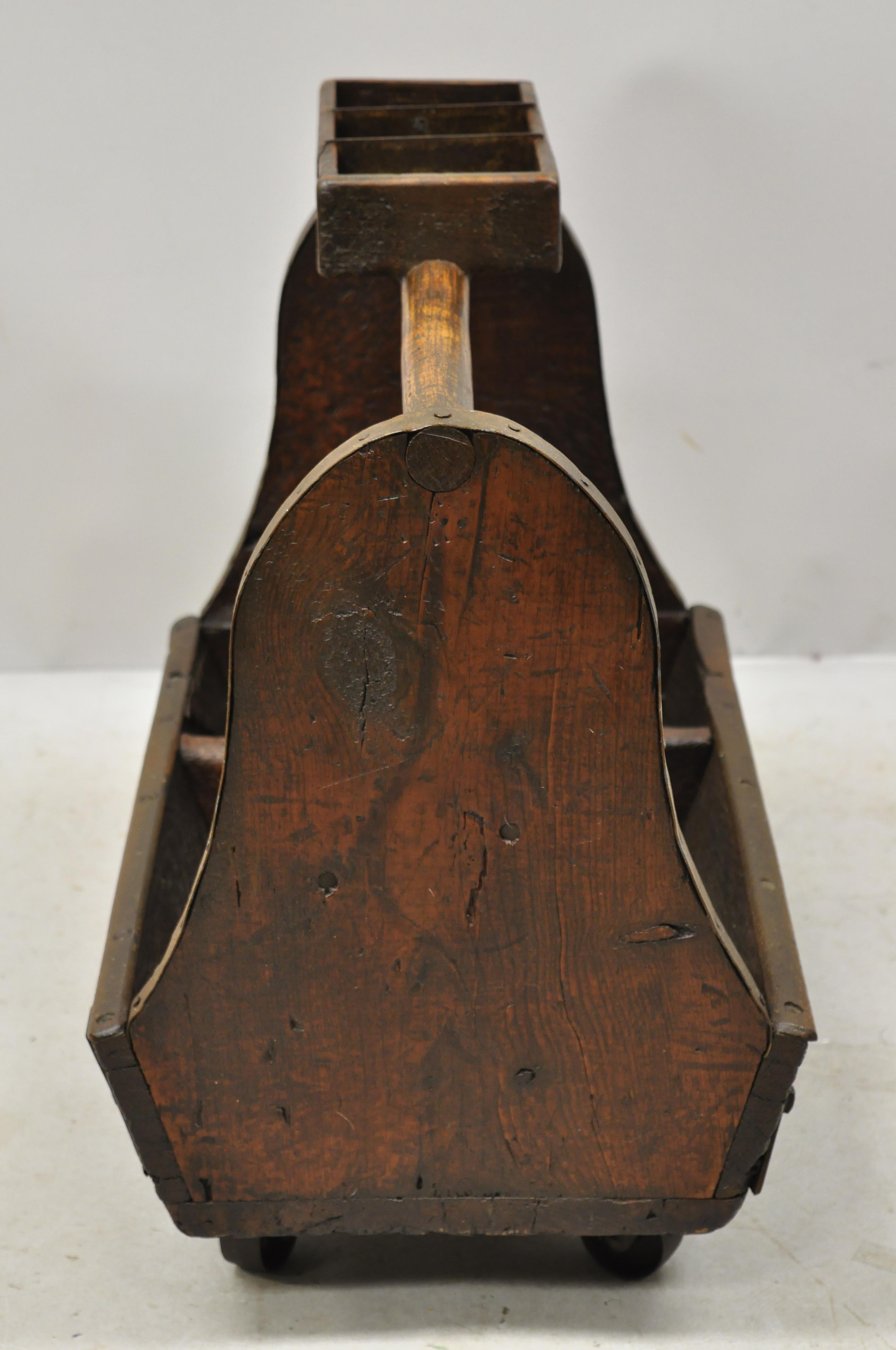 19th Century Antique American Primitive Wood Iron Carpenters Cobblers Tool Box Work Caddy
