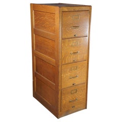 Antike American Quartersawn Oak getäfelten 4 Schublade Bibliothek oder Office File Cabinet