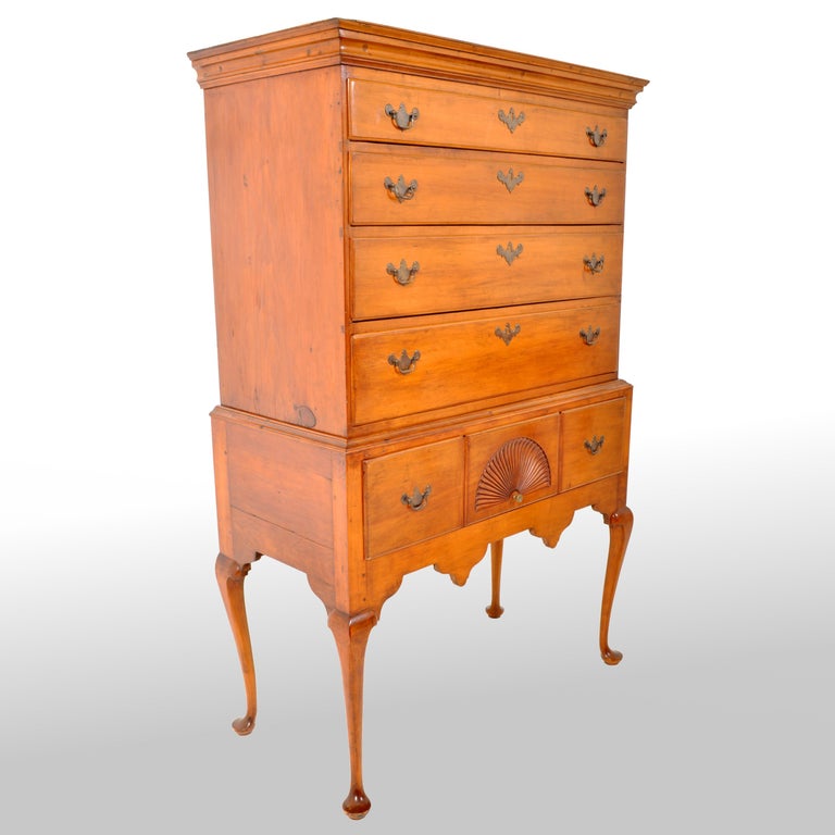 Antique American Queen Anne Connecticut Maple Highboy Chest on Stand ...