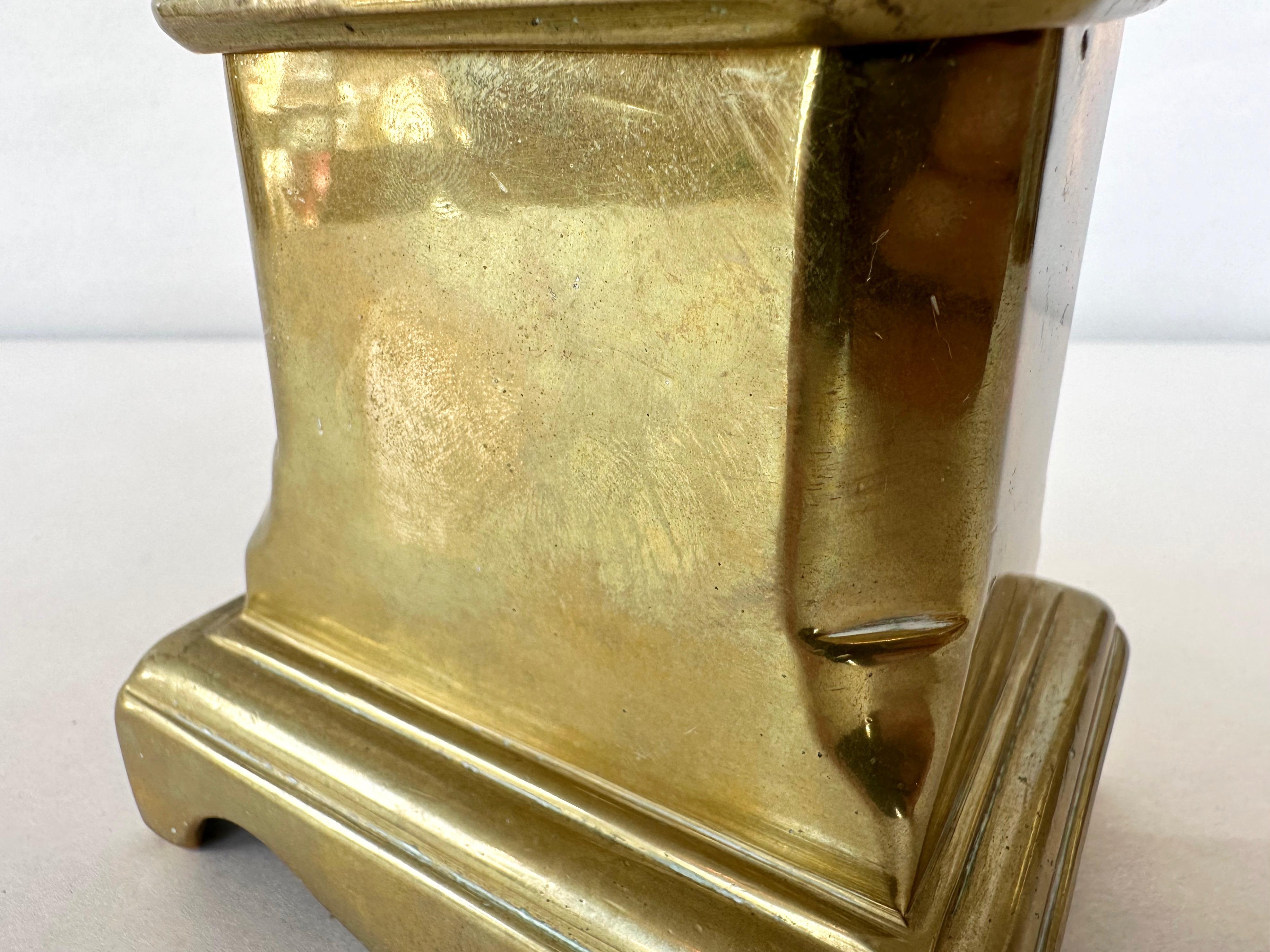 Antique American Queen Anne Period Lidded Brass Tobacco Box, circa 1750 For Sale 13