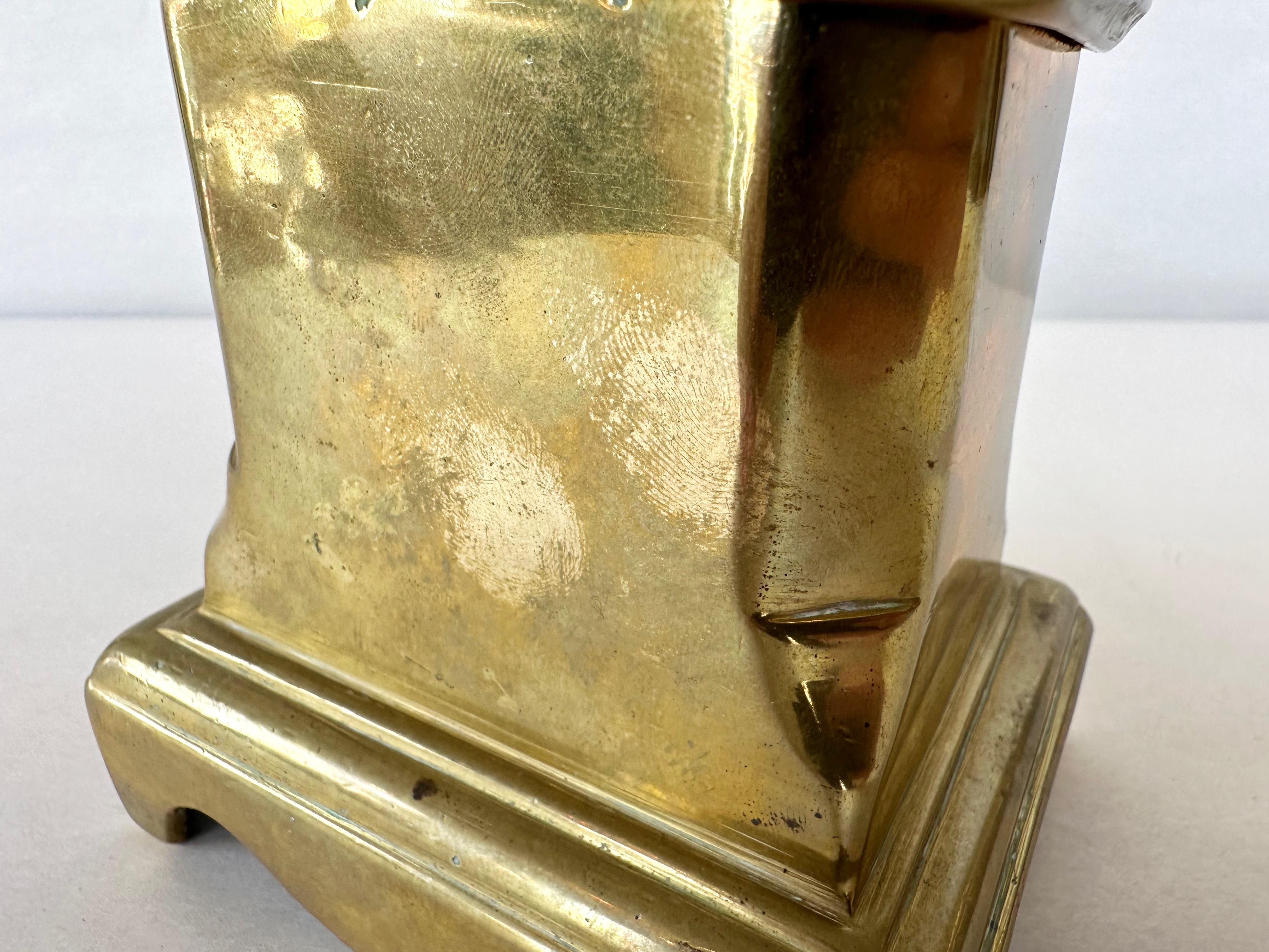 Antique American Queen Anne Period Lidded Brass Tobacco Box, circa 1750 For Sale 14