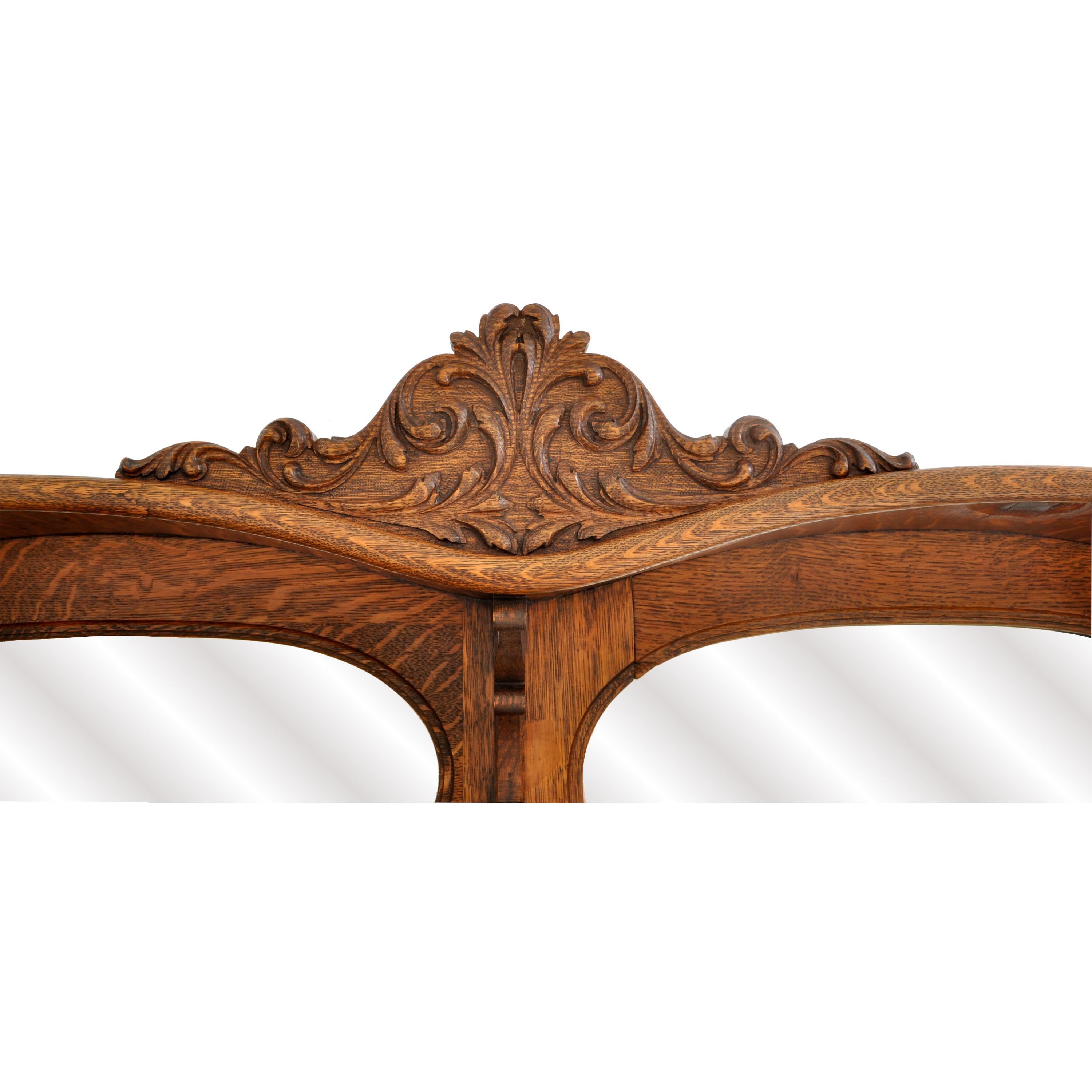 Late 19th Century Antique American R J Horner Quarter Sawn Oak Carved Griffin Desk China Hutch