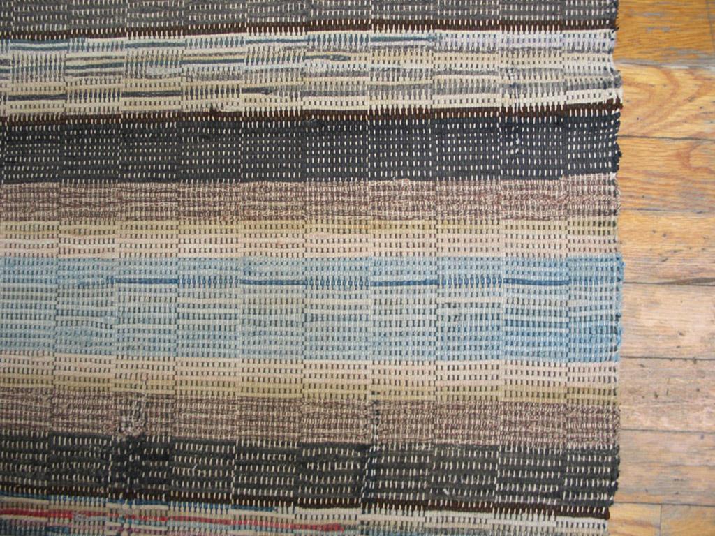 Hand-Woven Antique American Rag Rug For Sale