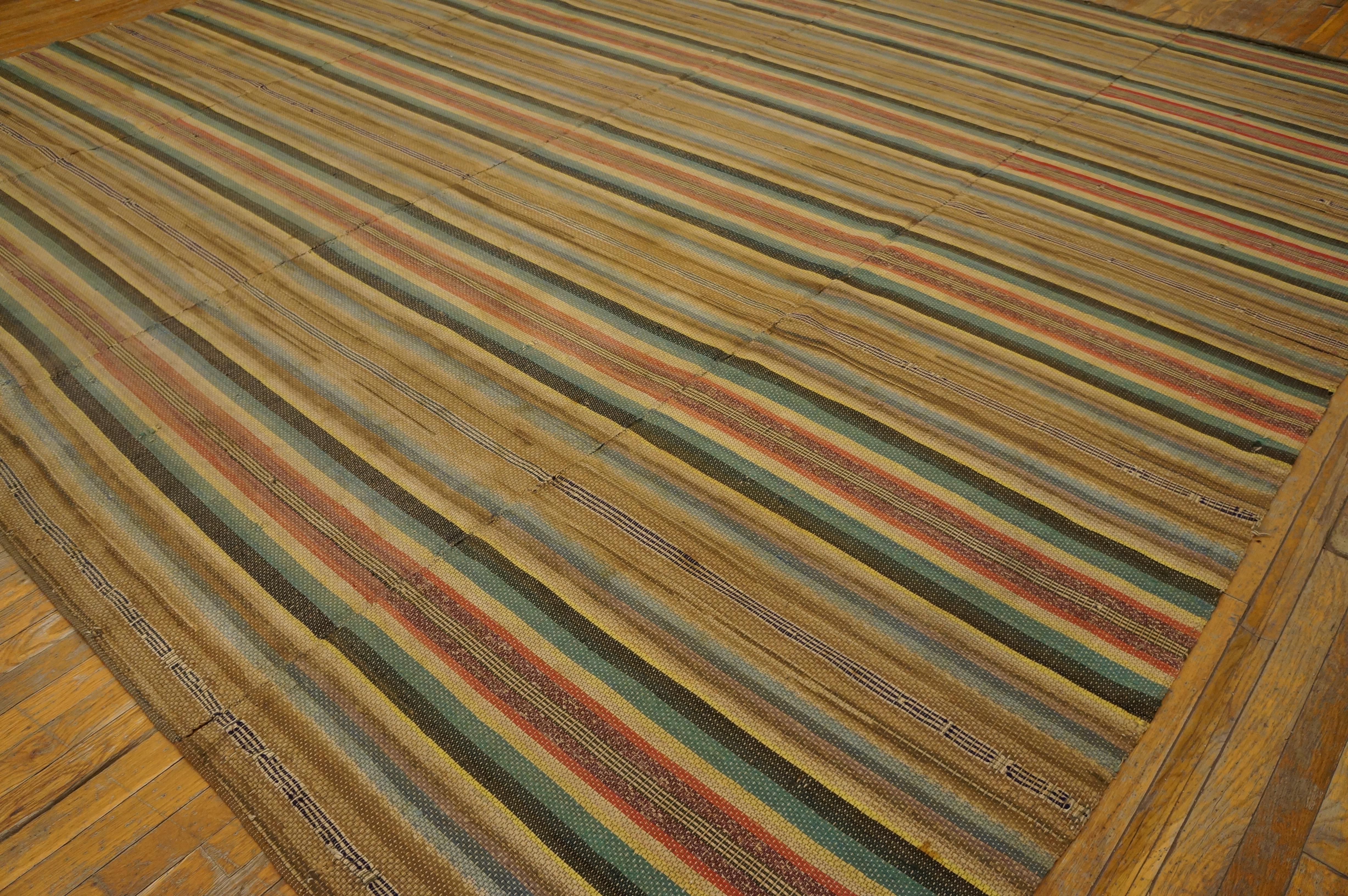 Antique American Rag rug, size: 11'0
