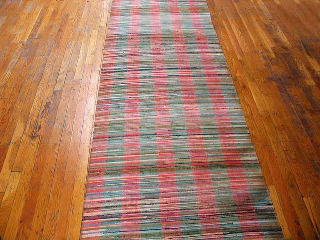Hand-Woven Mid 20th Century American Rag Rug ( 3' x 61'6