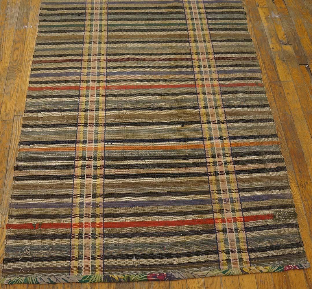 Antique American Rag Rug, Size: 3'4
