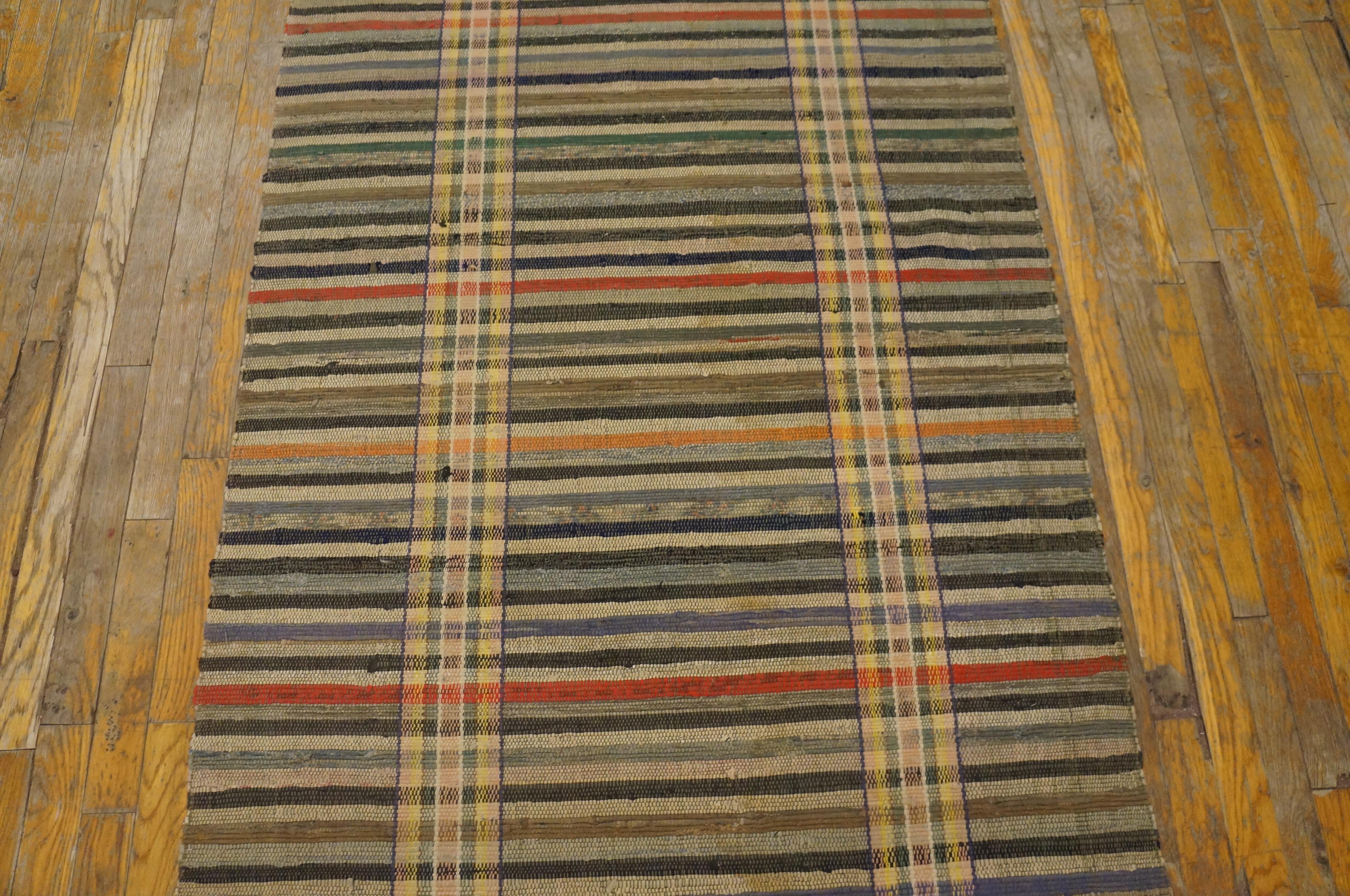 Tissé à la main Tapis Rag américain ancien de 3'4