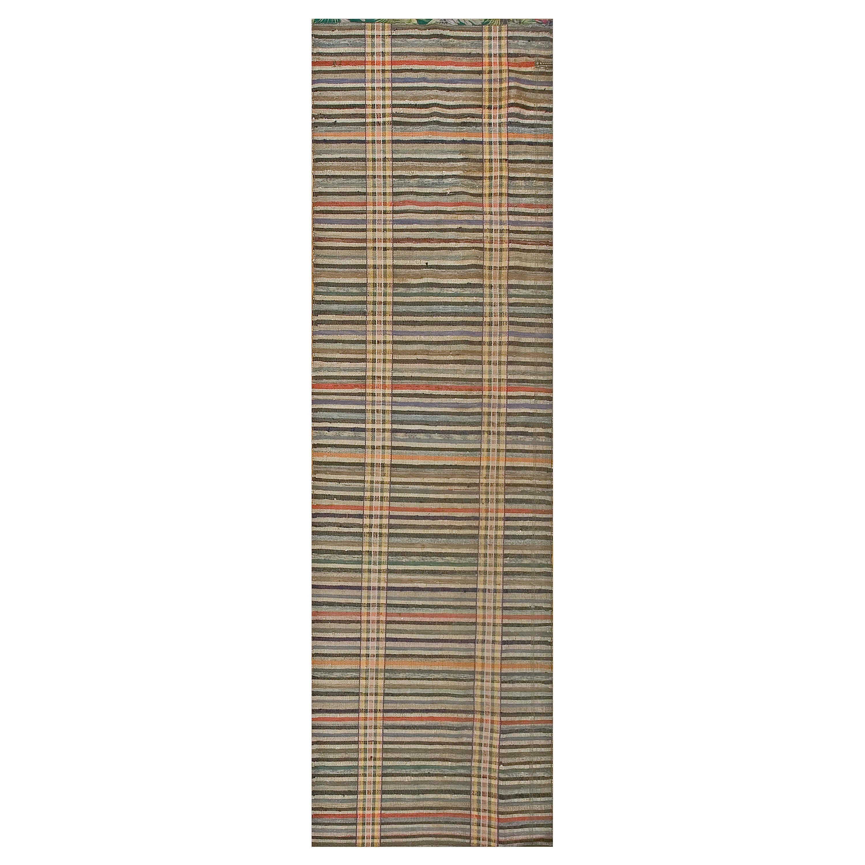 Tapis Rag américain ancien de 3'4" x 12'0"