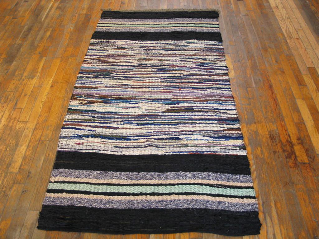 Antiker amerikanischer Rag-Teppich, Größe: 3'4