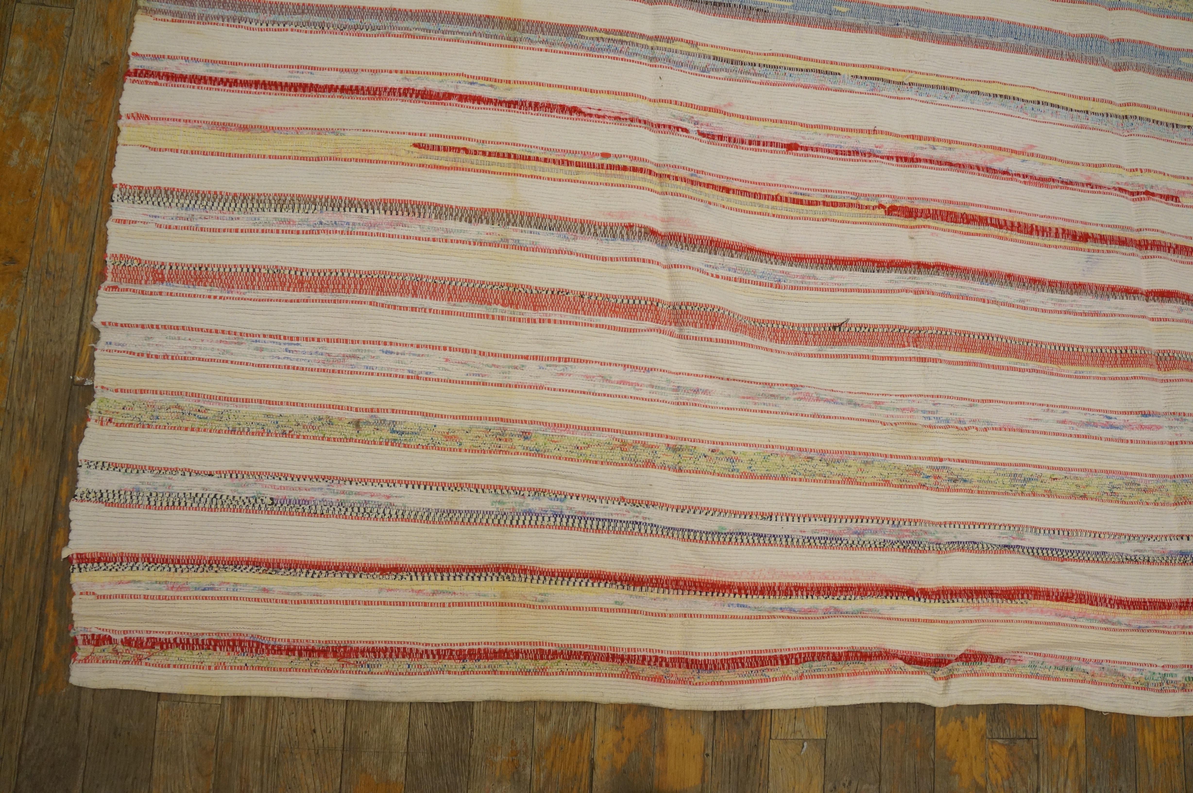 Hand-Woven Early 20th Century American Rag Rug ( 5'5
