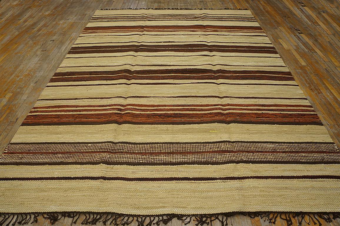 Hand-Woven Antique American Rag Rug 8' 5'' x 11' 10'' For Sale