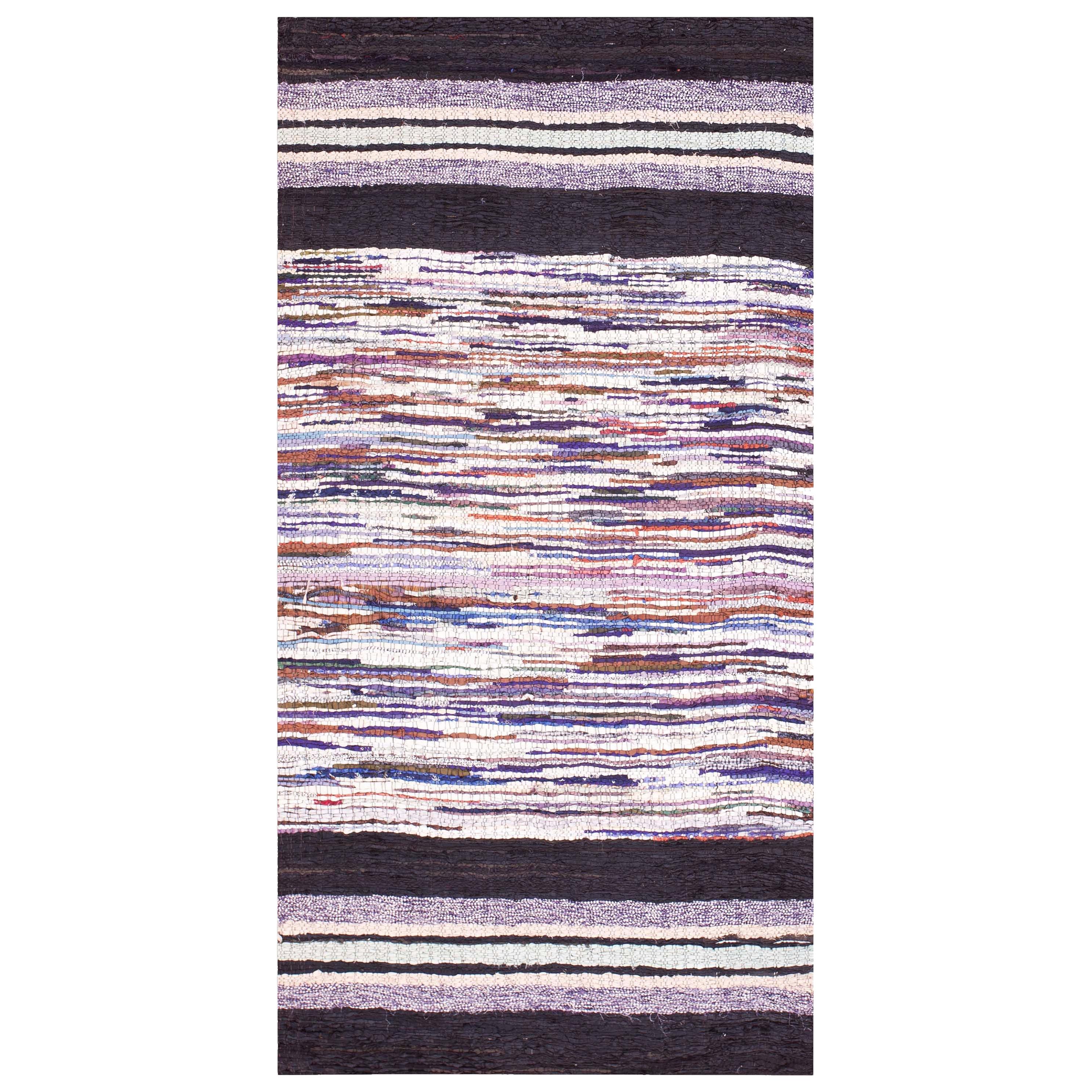 Antique American Rag Rug 3' 4" x 6' 4"  For Sale