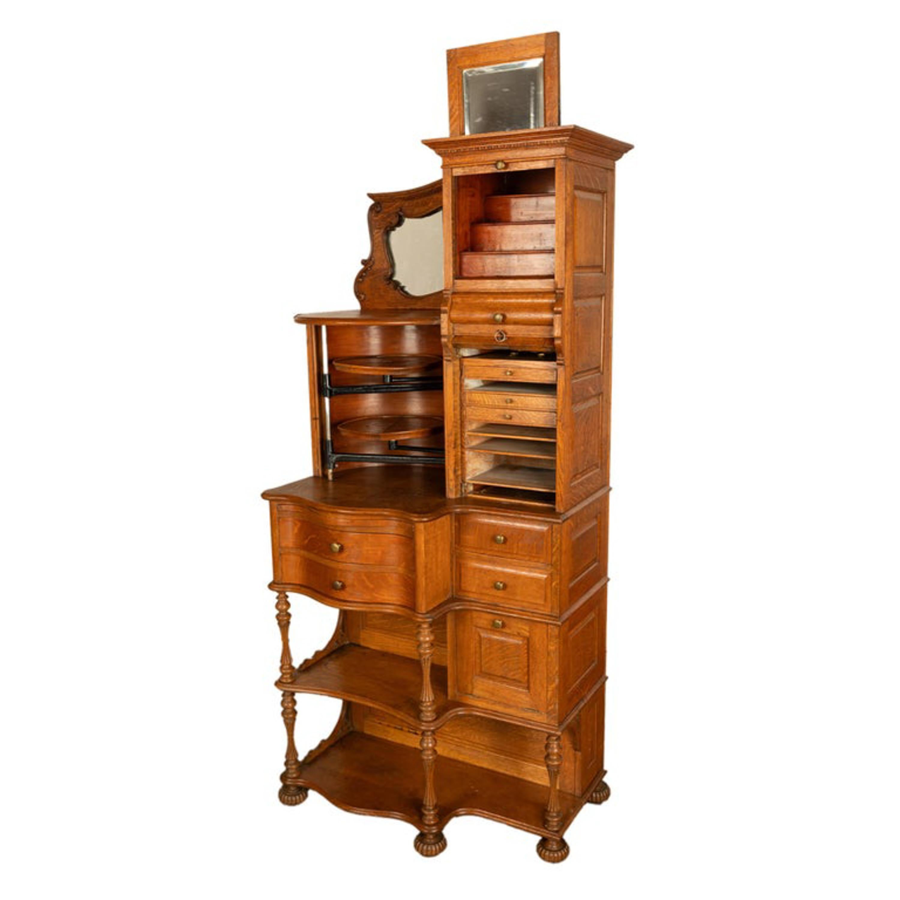 Antiker amerikanischer Ransom & Randolph # 65, Dentalschrank aus geschnitzter Eiche, Toledo OH 1900 im Angebot 4