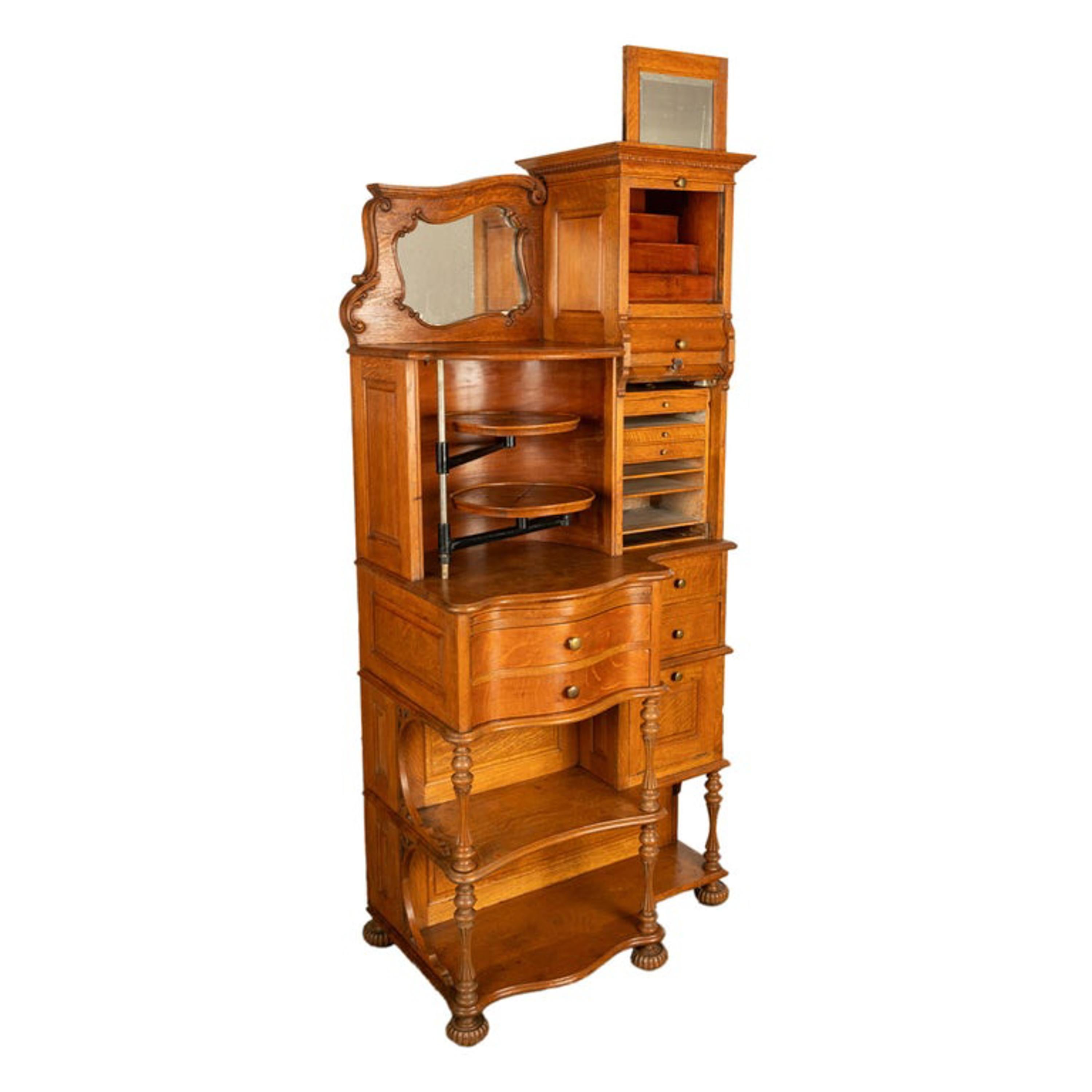 Antiker amerikanischer Ransom & Randolph # 65, Dentalschrank aus geschnitzter Eiche, Toledo OH 1900 im Angebot 2
