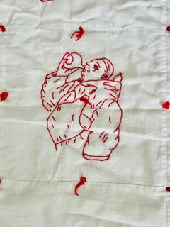 Antique American Redwork Quilt, Folk Art Textile, Circa 1895–1910