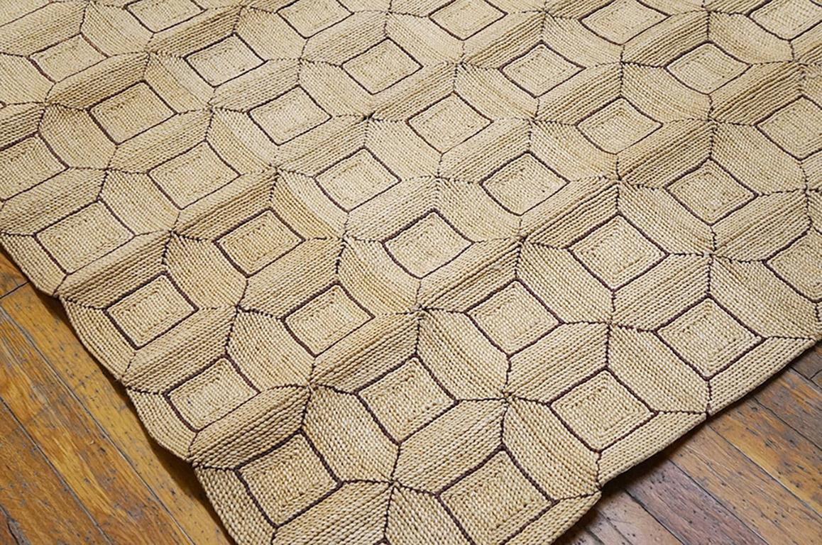Hand-Woven Vintage Woven Reed Rug For Sale