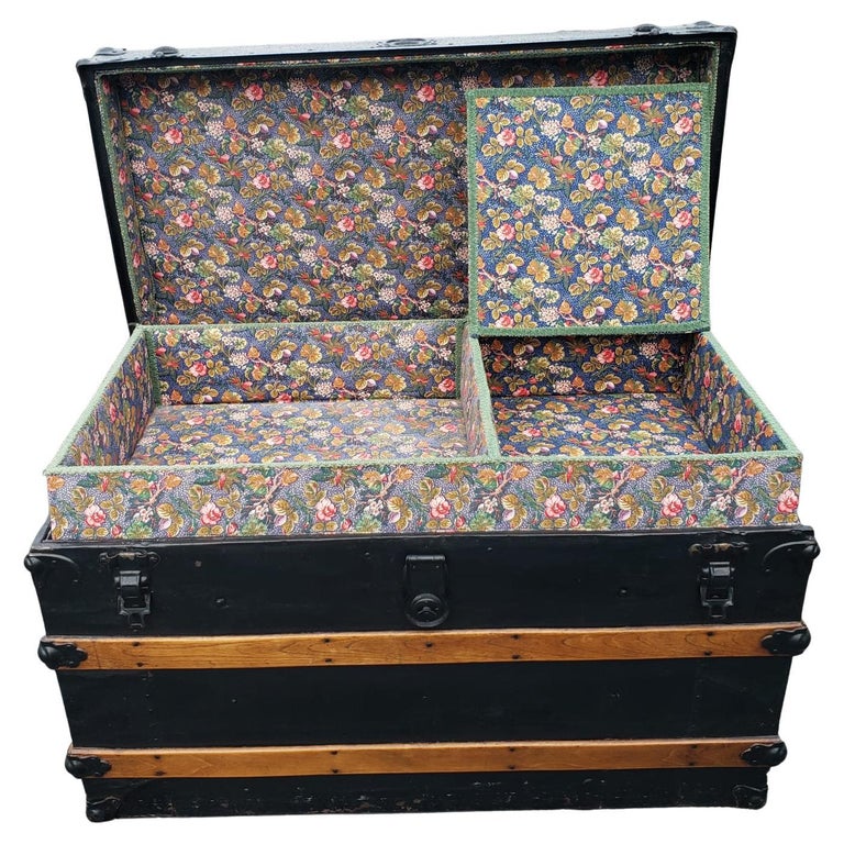 Antique American Refinished and ReUpholstered Blanket Trunk Chest For