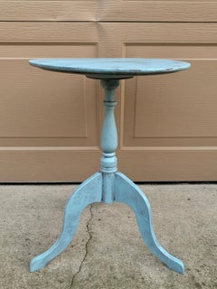 Antique American Regency Round Painted Walnut Side Table, Early 20th Century