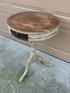 Antique American Regency Round Painted Walnut Side Table, Late 19th Century