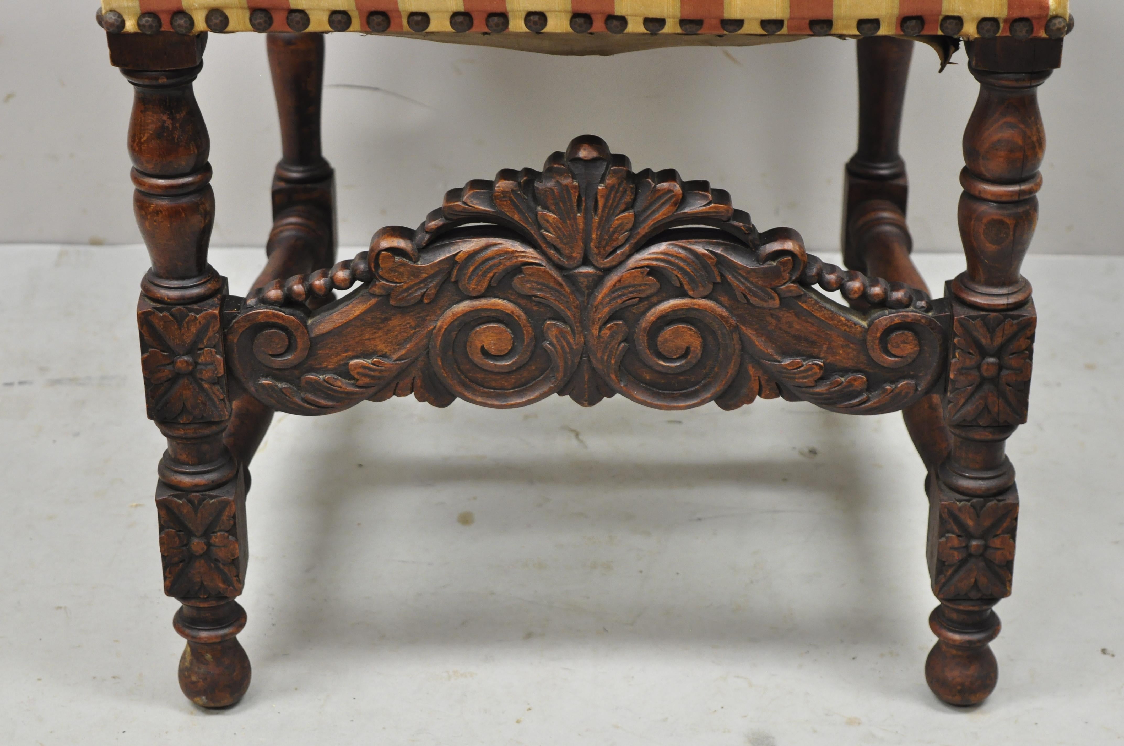 20th Century Antique American Renaissance Ornate Carved Walnut Side Chair by Lightolier