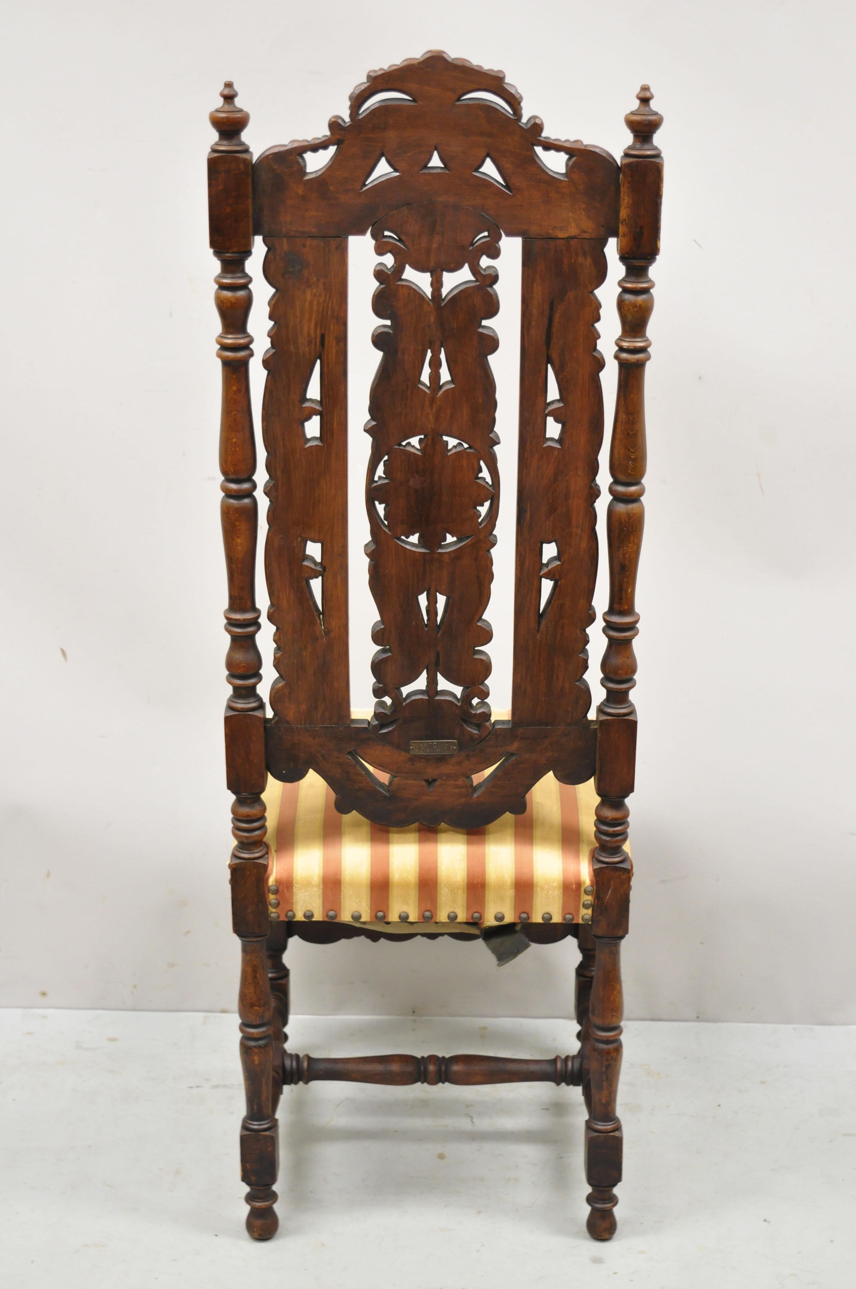 Antique American Renaissance Ornate Carved Walnut Side Chair by Lightolier 3